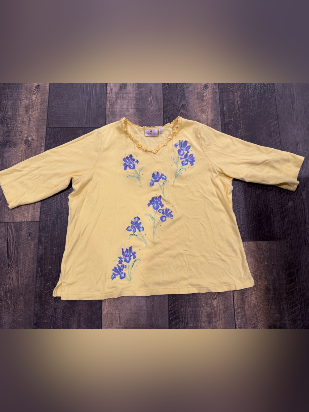 Women's Yellow Floral Embroidered Shirt